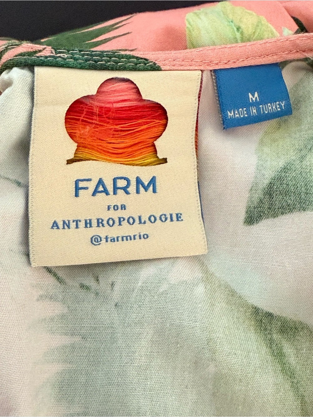 FARM Rio for Anthropologie Tropical Cotton Wide Leg Jumpsuit Pink Green Size M - Picture 9 of 12
